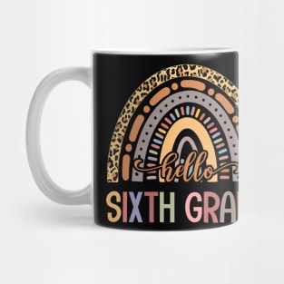 Hello Sixth Grade Leopard Rainbow Back To School Mug